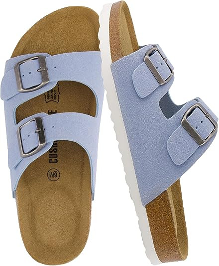 CUSHIONAIRE Lane Cork Footbed Womens Sandals Comfortable Double Buckle Slip On Sandals for Women ... | Amazon (US)