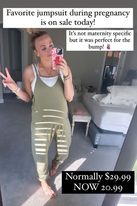 One of my favorite jumpsuits for when I was pregnant is on sale! Comes in tons of colors. Wearing a size medium. It’s not maternity specific, but it was so perfect for maternity 

#LTKstyletip #LTKbump #LTKsalealert