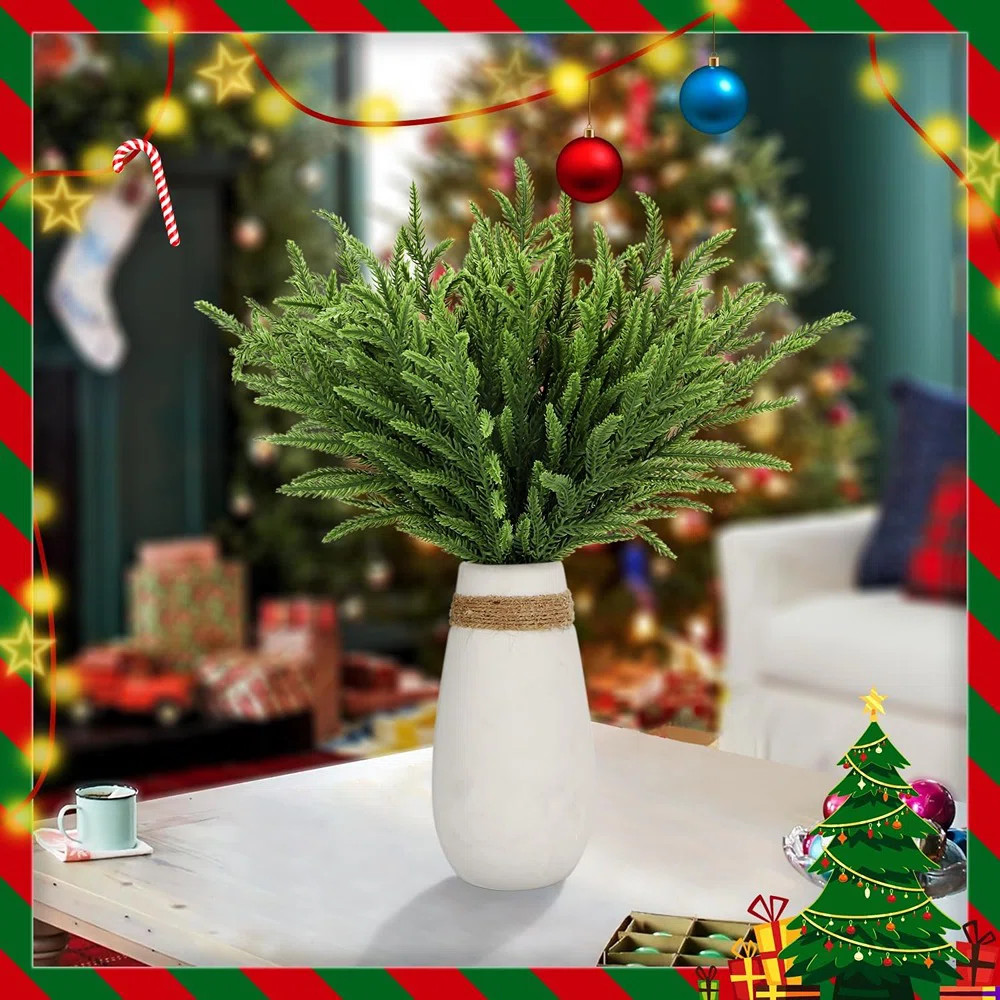 30 Pcs Christmas Real Touch Norfolk Stems, 15Inch Artificial Pine Branches Faux Evergreen Pine Sp... | Wayfair North America