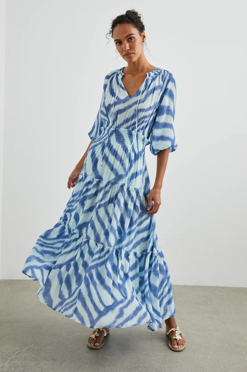 CATERINE DRESS - BLUE WATERCOLOR STRIPES | Rails