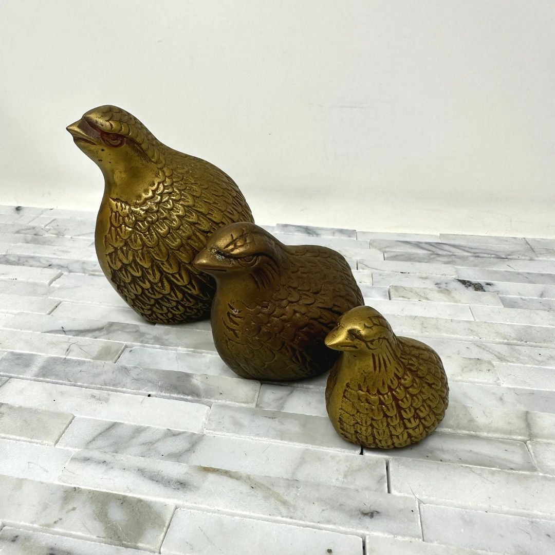 Brass Quail Bob White Set of 3 Vintage 1970s Small Golden - Etsy | Etsy (US)