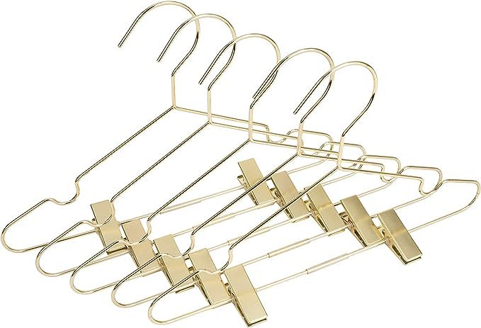 Koobay Metal Pants Hangers,12.5" Heavy Duty Skirt Slack Hangers, Gold Metal Trousers Hangers with... | Amazon (US)