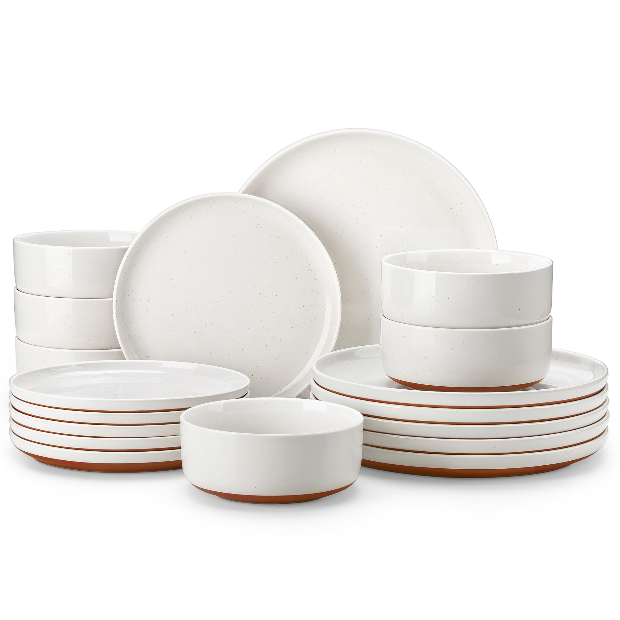 MALACASA Plates and Bowls Sets, 18 Pieces Modern Ceramic Dinnerware Set for 6 Kitchen Dinner Set ... | Amazon (US)