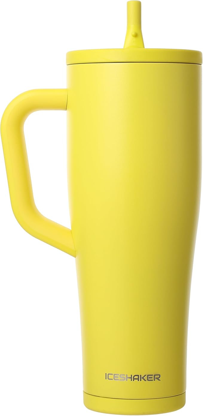Ice Shaker 40 oz Tumbler with Handle and Straw | 40oz Yellow | Cold for 30+ Hours | 2-in-1 Tumble... | Amazon (US)