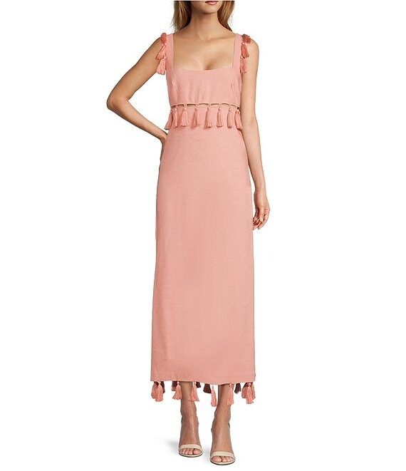 x The Nat Note Cici Tassel Linen Blend Maxi Dress | Dillard's