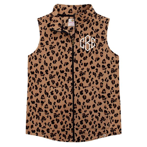Monogrammed Leopard Fleece Vest | Marleylilly
