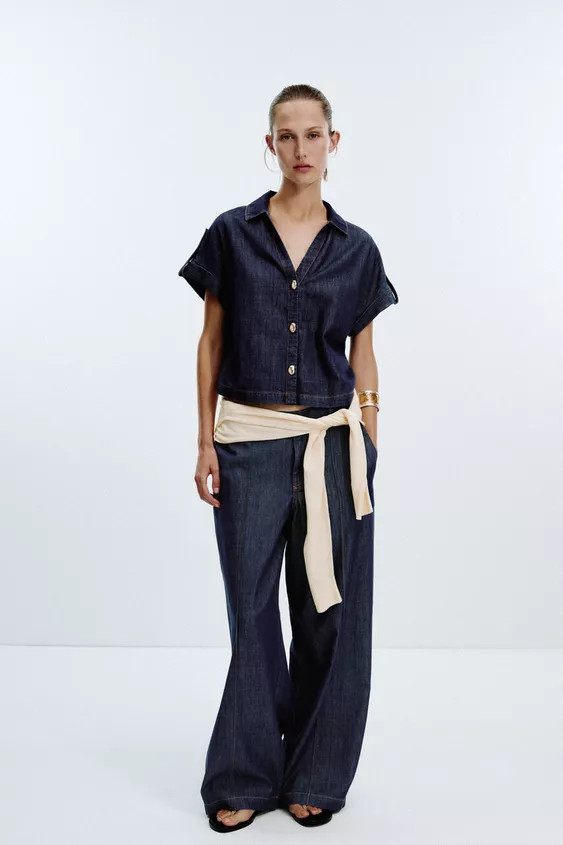 Z1975 SHORT SLEEVE DENIM SHIRT | Zara US