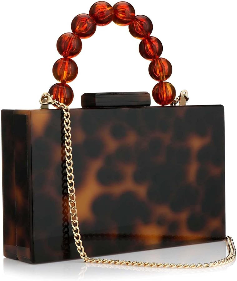 Buric Women Acrylic Clutch Purse Leopard Print Evening Bag Chain Formal Handbag Party Bridal Wedd... | Amazon (US)