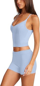 LASLULU Womens Adjustable Spaghetti Strap Sports Bra V Neck Wireless Padded Yoga Bra Camisole Wor... | Amazon (US)