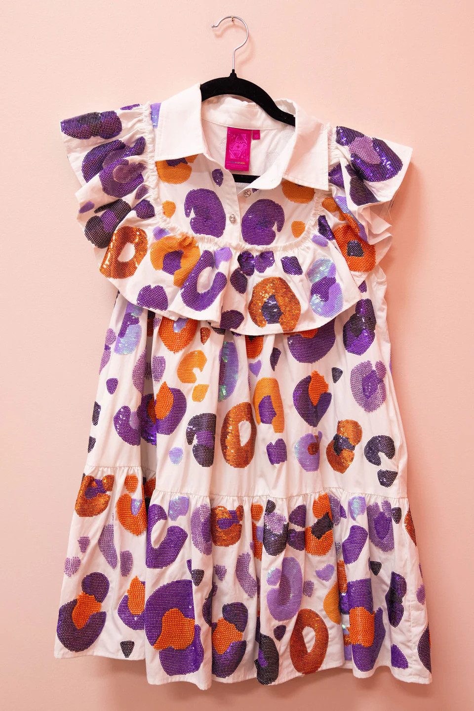 Leopard Seed Bead & Sequin Ruffle Dress | Queen of Sparkles