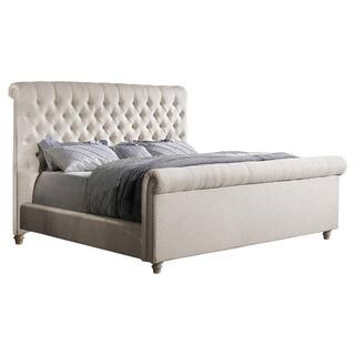 Best Master Furniture Clarkson Cream Tufted Linen Queen Platform Bed JC100CQ1 - The Home Depot | The Home Depot