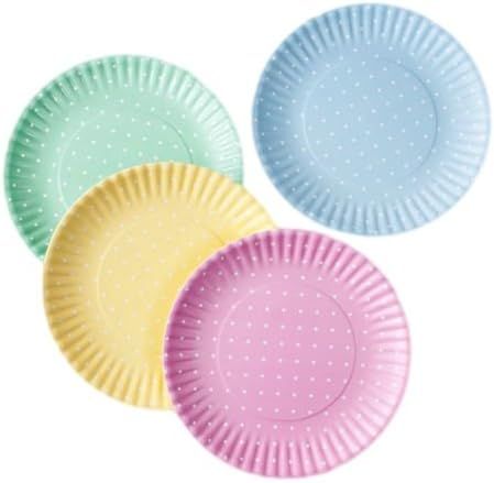 Pastel Polka Dot Picnic/Dinner Plate, 9 Inch Melamine, Set of 4, Pink, Blue, Yellow, Green | Amazon (US)
