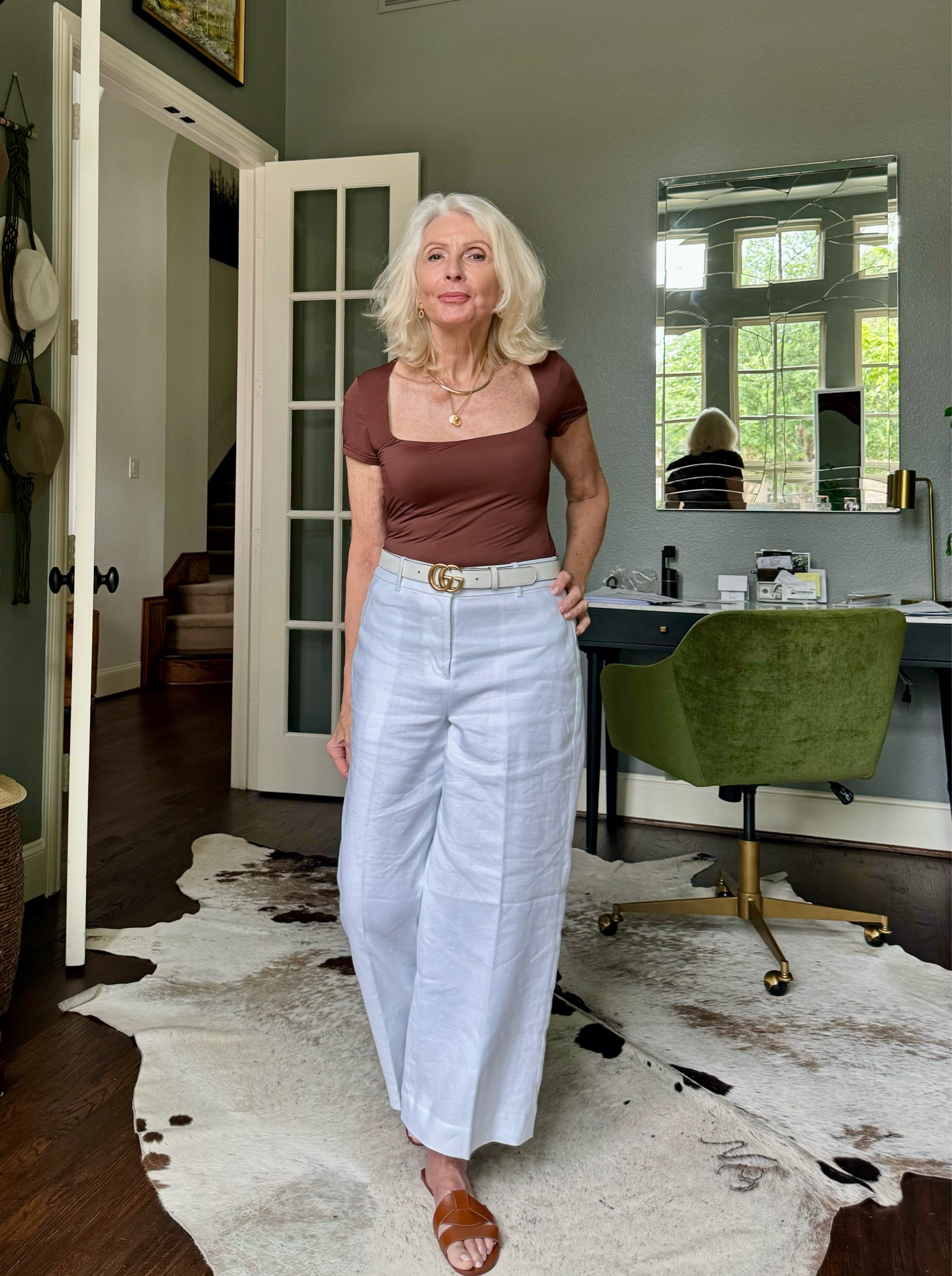 Try a bodysuit for less bulk and more style. Also linen  is on trend for all your summer looks. It’s lightweight super chic and comfortable . Try a neutral palette for spring. It’s a nice change of pace. 

#LTKFindsUnder50 #LTKStyleTip #LTKOver40