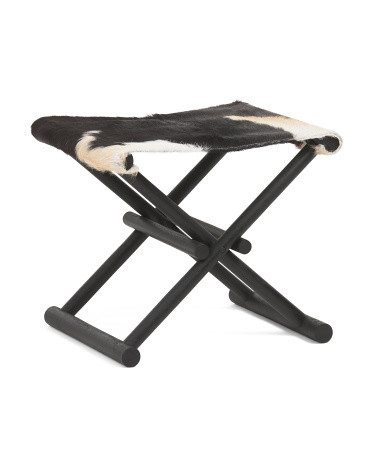 19x16 Leather Cow Pattern Folding Stool | TJ Maxx