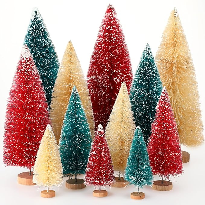 Meooeck 12 Pcs Mini Christmas Trees 4 Sizes 4/6/8/10 Inch Bottle Brush Christmas Trees Artificial... | Amazon (US)