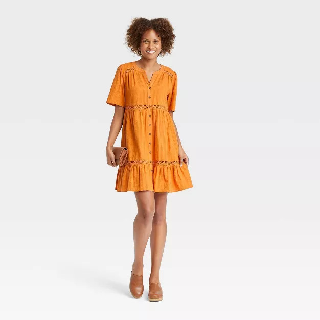Women's Short Sleeve Lattice Detail Dress - Knox Rose™ | Target
