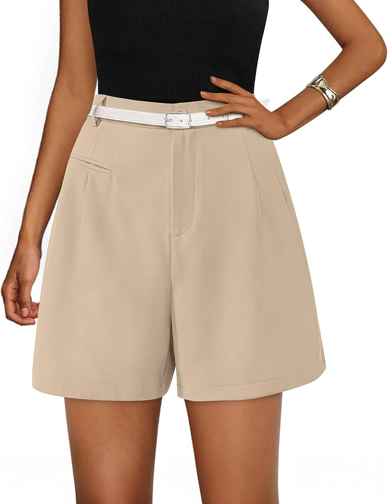 PRETTYGARDEN Shorts for Women Trendy 2025 Summer Elastic High Waisted Wide Leg Business Casual Dr... | Amazon (US)