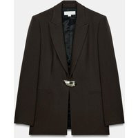 Zara - Fitted Blazer With Gold Hardware - Brown - L - Woman | Zara AU