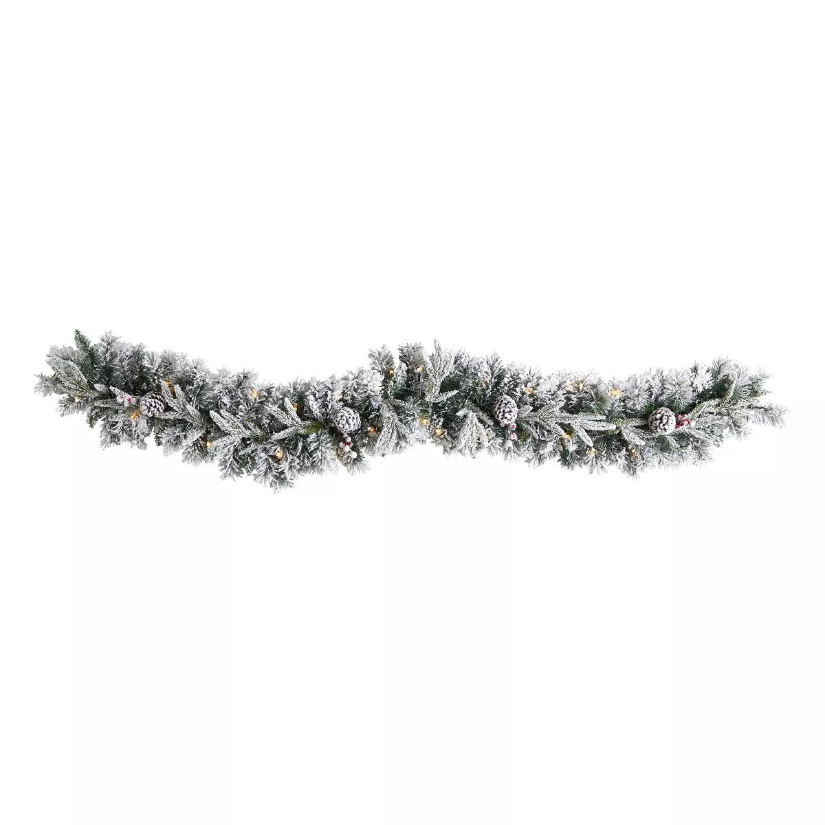 Nearly Natural 6' Pre-lit LED Flocked Mixed Greenery with Pinecones Artificial Christmas Garland:... | Target