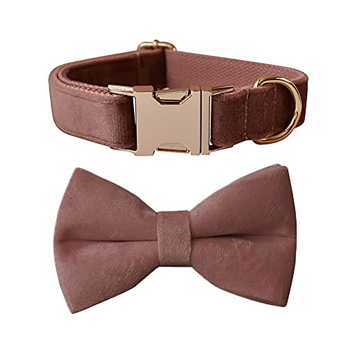 Love Dream Bowtie Dog Collar, Velvet Dog Collars with Detachable Bowtie Metal Buckle, Soft Comfortable Adjustable Bow Tie Collars for Small Medium Large Dogs (Small, Dark Pink) | Amazon (US)