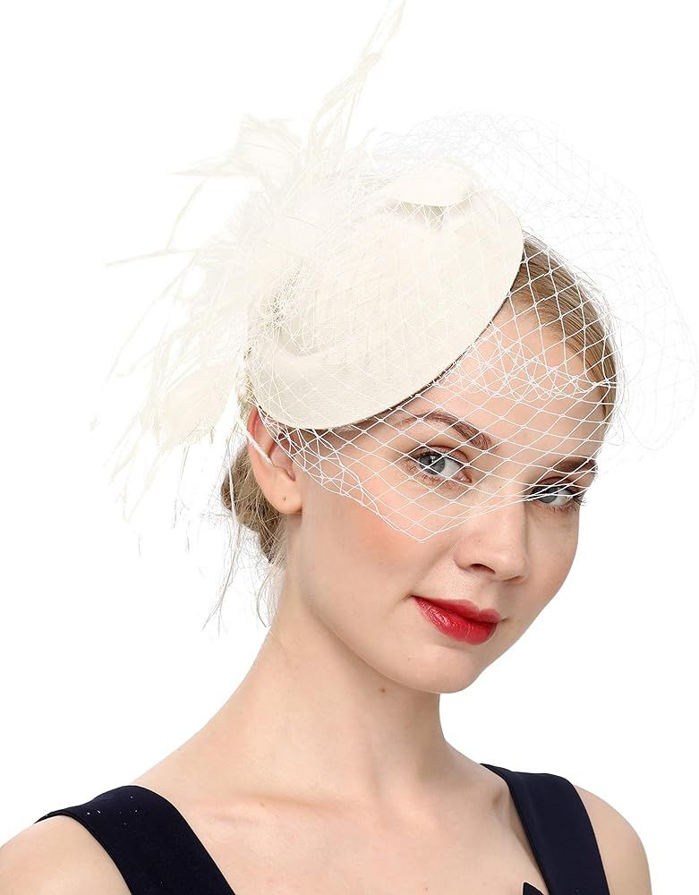 Fascinators Hats 20s 50s Hat Pillbox Hat Cocktail Tea Party Headwear with Veil for Girls and Women | Amazon (US)
