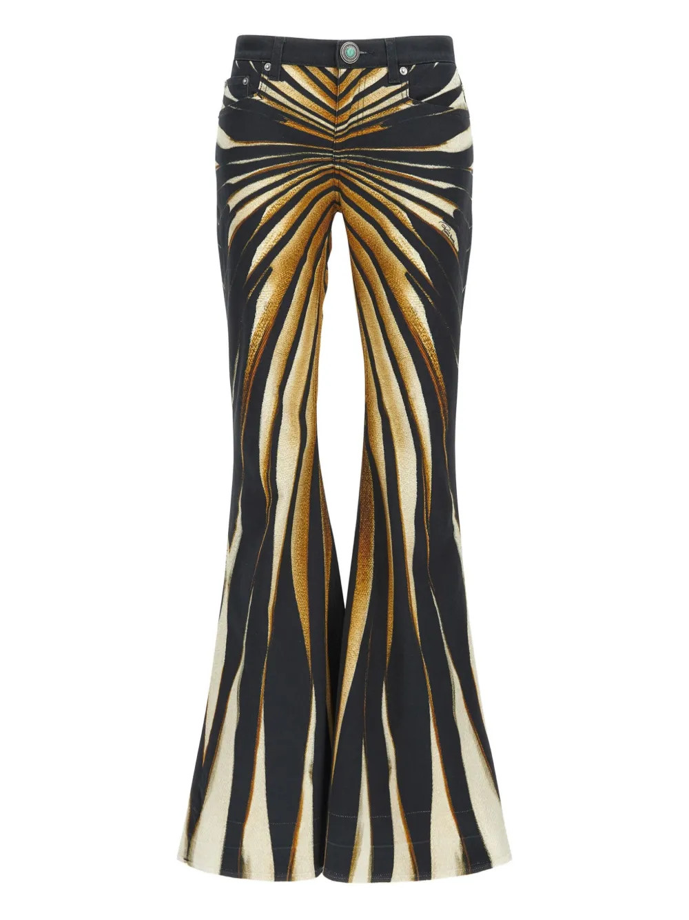 Roberto Cavalli Printed Flared Trousers | Gold | FARFETCH | Farfetch Global