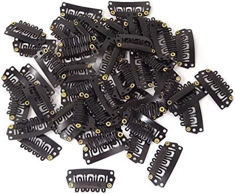 Honbay 50PCS 6-Teeth Black U-Shape Snap Clips for Hair Extensions - 2.8cm/1.1inch (Black) | Amazon (US)