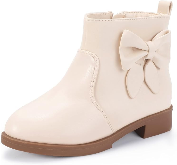 PANDANINJIA Toddler/Little Kid Girl's Sofia Sweet Short Ankle Boots Bowknot Side Zipper Dress Boo... | Amazon (US)