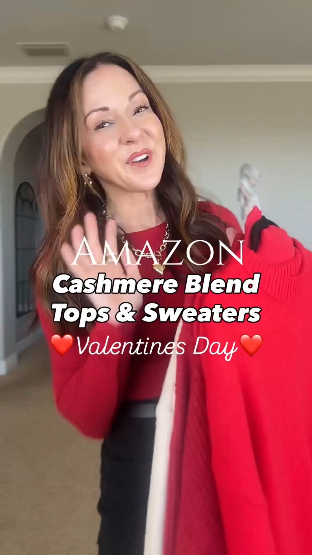 Amazon Cashmere blend comfy soft sweater tops perfect for casual everyday, office, teachers, date nights. These come in multiple colors. For ref: I'm 5'1", 109 wearing XS in everything including jeans. Smallest size in belts. Boots run TTS. Valentines red, but these come in multiple colors, EverydayHolly

#LTKootd #LTKPetite #LTKValentine