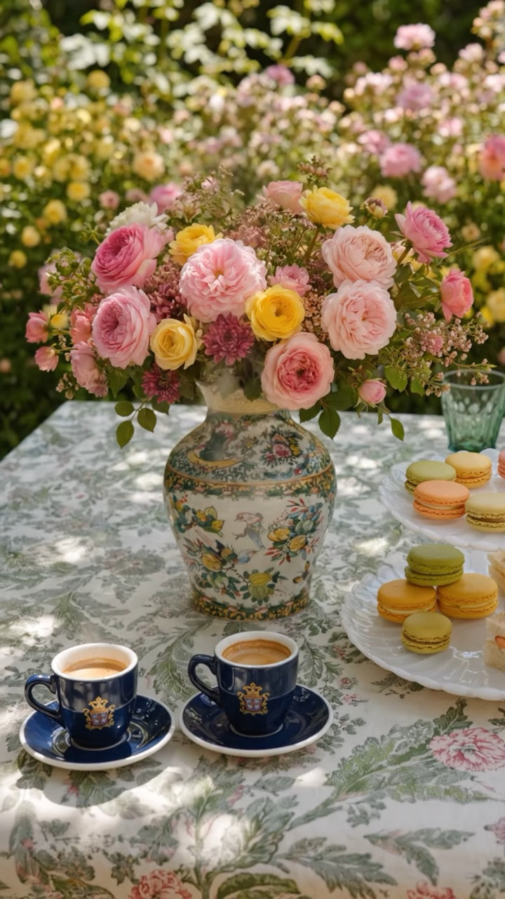 A quiet summer morning begins here. ☀️🌿

There’s something so romantic about a botanical tablecloth paired with fresh pink and yellow roses. It feels elegant yet effortless, bringing the beauty of a blooming rose garden right to your morning coffee ritual. Add a beautiful chinoiserie vase, a few sweet treats, and your favorite espresso, and suddenly the simplest moments become the most memorable.

#morningcoffee #summermorning #outdoorliving #rosegarden #tablelinen #tablecloth #tablescape #gardentable #cakestand #dessertplate #espressocups #flowervase #flowerarrangement #botanicaldecor #outdoorentertaining #drinkware

#LTKdayinmylife #LTKvlog #LTKHome