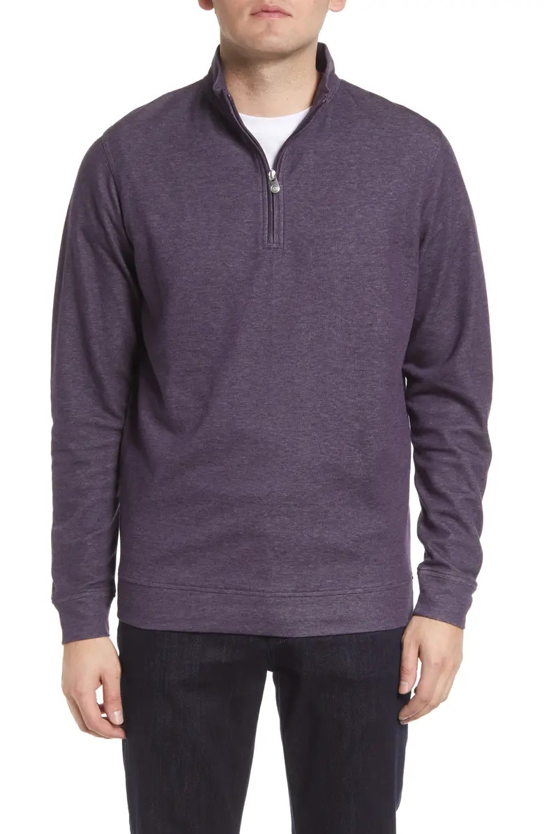 Crown Comfort Interlock Stripe Cotton Blend Quarter Zip Pullover | Nordstrom