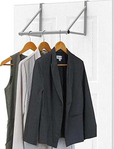 Simple Houseware Over the Door Clothes Hanging Rod, Silver | Amazon (US)