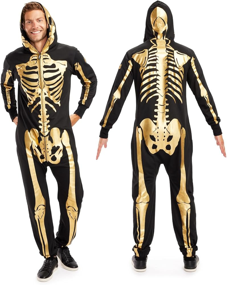 Tipsy Elves Halloween Skeleton Costume for Men - Comfy Easy Adult Onesie Jumpsuit - Front and Bac... | Amazon (US)
