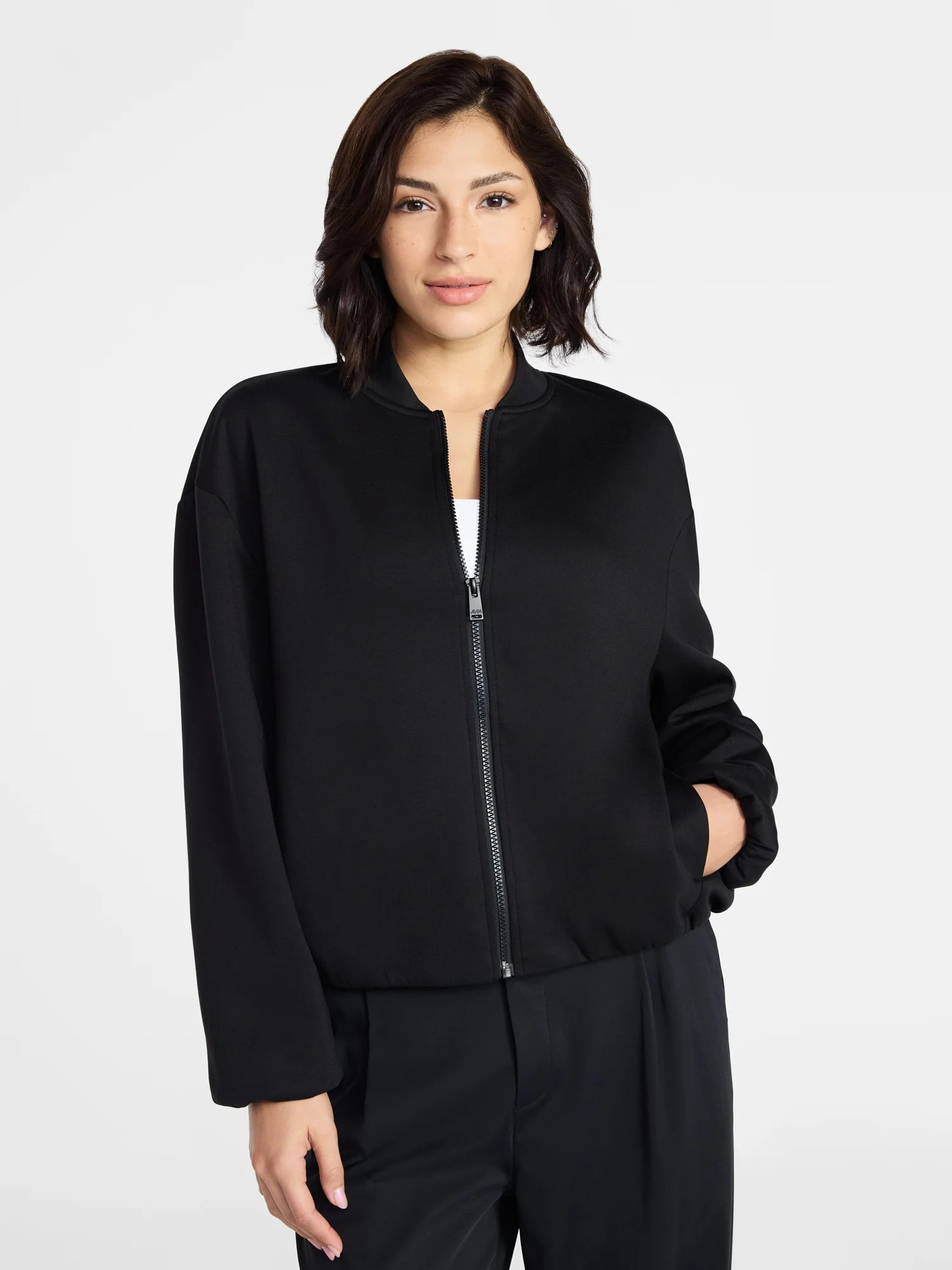 Avia Women's ScubaKnit Bubble Hem Bomber Jacket, Sizes XS-XXXL | Walmart (US)