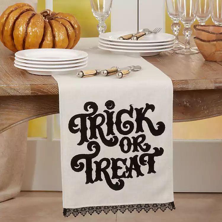 Trick Or Treat Pom Pom Halloween Table Runner | Kirkland's Home