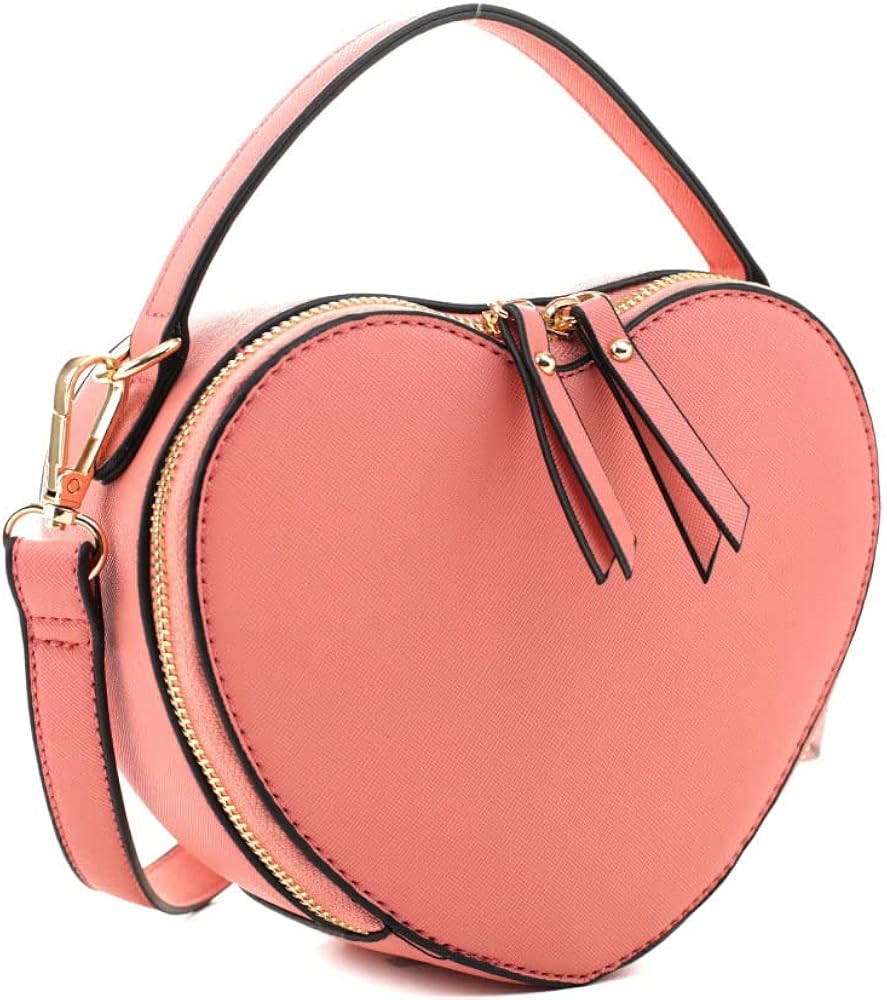 Cute Heart Shape Girls Womens Vegan Leather Small Handle Satchel Crossbody Purse… | Amazon (US)