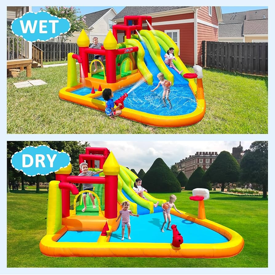 MIRUNAIR Inflatable Bounce House with Slides, Inflatable Water Slide for Kids Backyard, Bounce Wa... | Amazon (US)