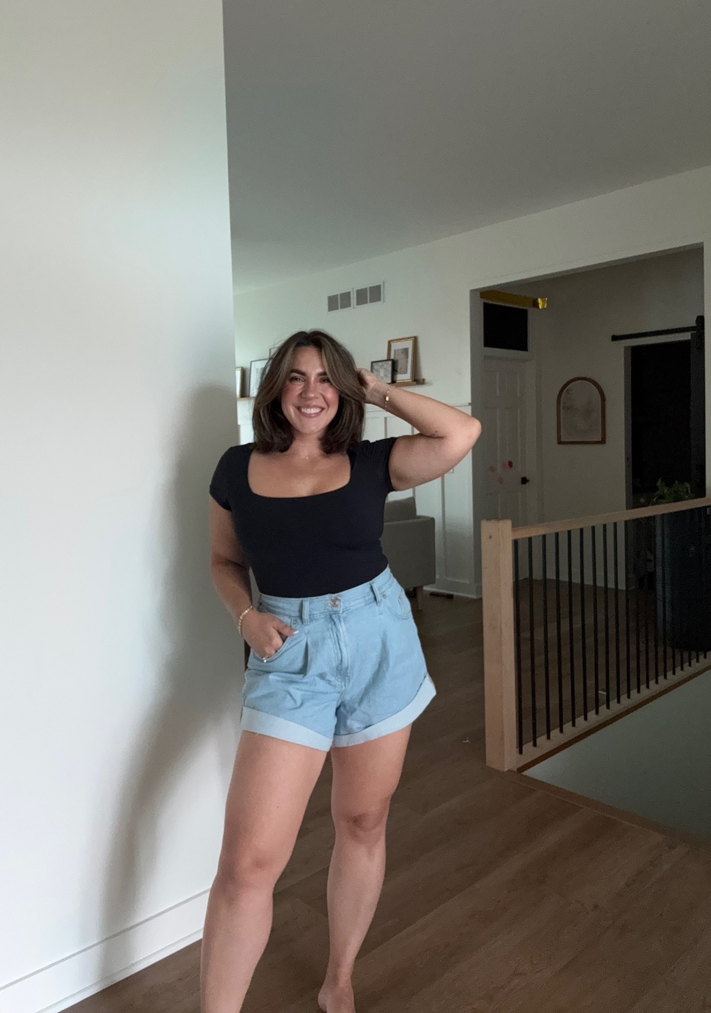 Cutie little summer mom outfit! I grabbed these free people shorts off Amazon and I think I love them?! They're giving 90s baggy cool mom vibes. Not your typical denim material, soft and super comfy. 

I did medium they run big! 

#LTKSeasonal #LTKMidsize #LTKStyleTip