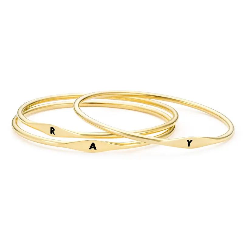Initial Bangle Bracelet in Gold Plating | MYKA