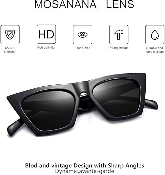 mosanana 2 Pack Trendy Sunglasses for Women Square Cat Eye Style Shine | Amazon (US)