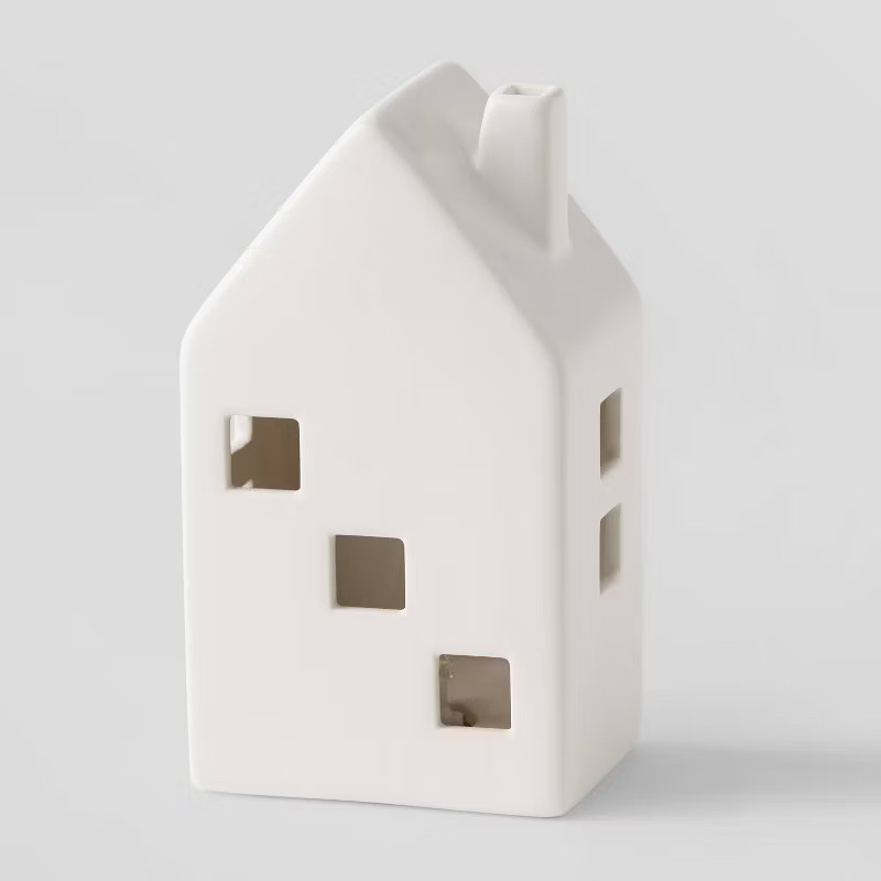 6" Battery Operated Lit Decorative Ceramic House with Three Windows White - Wondershop™ | Target