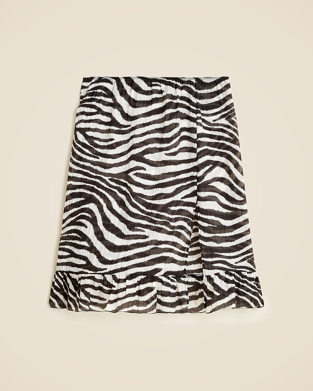 Crinkled ruffle-trim skirt in zebra print | J. Crew US