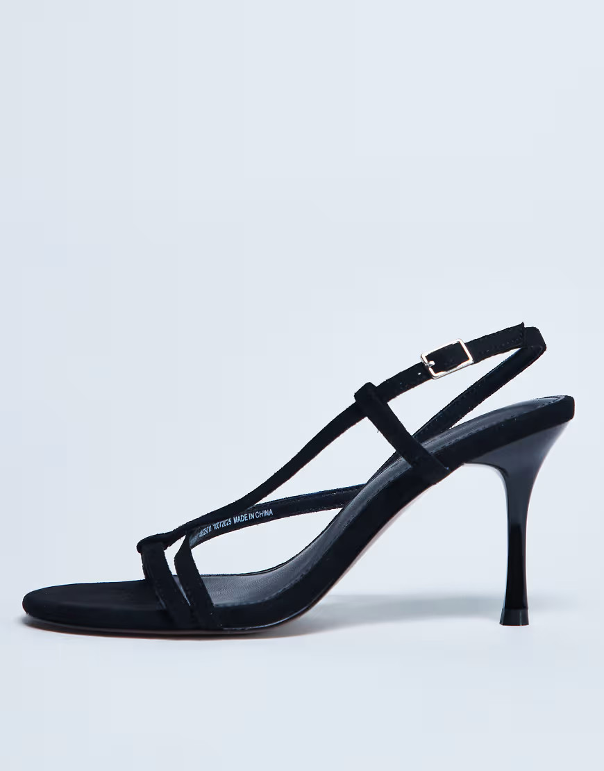 Topshop Felicity strappy high heeled sandals in black faux suede | ASOS (Global)