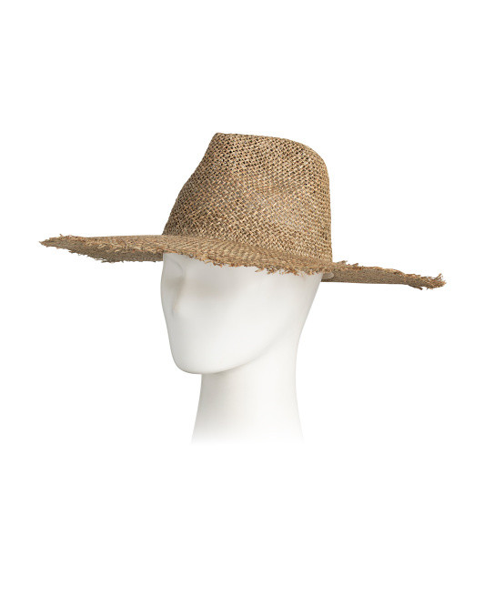 Straw Sunnydip Frayed Fedora | TJ Maxx