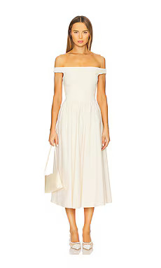 Elodie Vera Off Shoulder Dress in Ecru from Revolve.com | Revolve Clothing (Global)