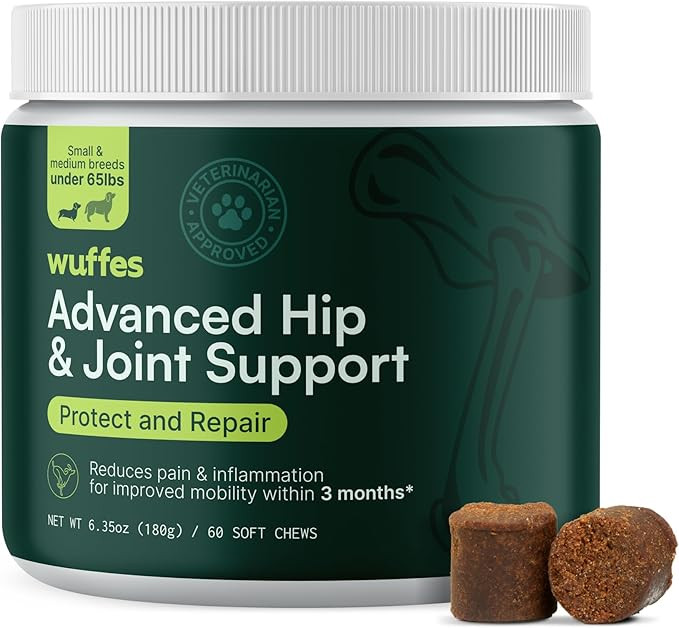 Wuffes Chewable Dog Hip and Joint Supplement for Small & Medium Breeds - Glucosamine & Chondroiti... | Amazon (US)