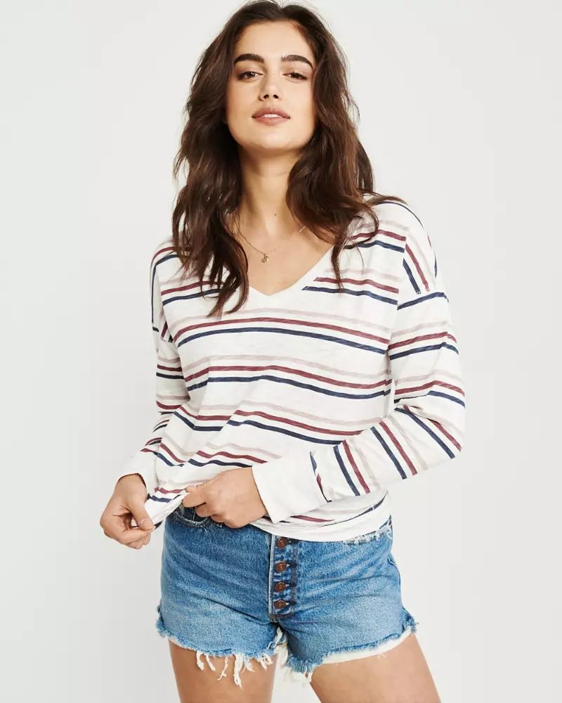 Long-Sleeve V-Neck Top | Abercrombie & Fitch US & UK