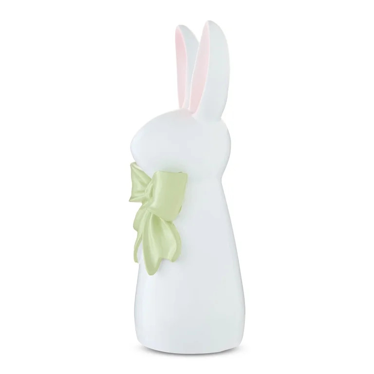 Resin Bunny with Bow Tabletop Decoration, Green and White, 6", Easter by Way To Celebrate | Walmart (US)
