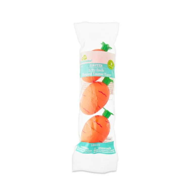Easter Orange Carrot Plastic Fillable Eggs, 3 Count, by Way To Celebrate | Walmart (US)