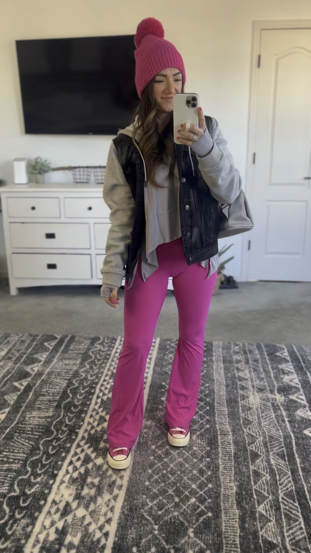 I grabbed my fav flares in pink and love them!! They’re currently on major markdown and available in over 20 color options! They pair perfectly with this look for less top that I also love! Great for a workout or out of the house, styled casually like this! 

#LTKstyletip #LTKVideo #LTKsalealert